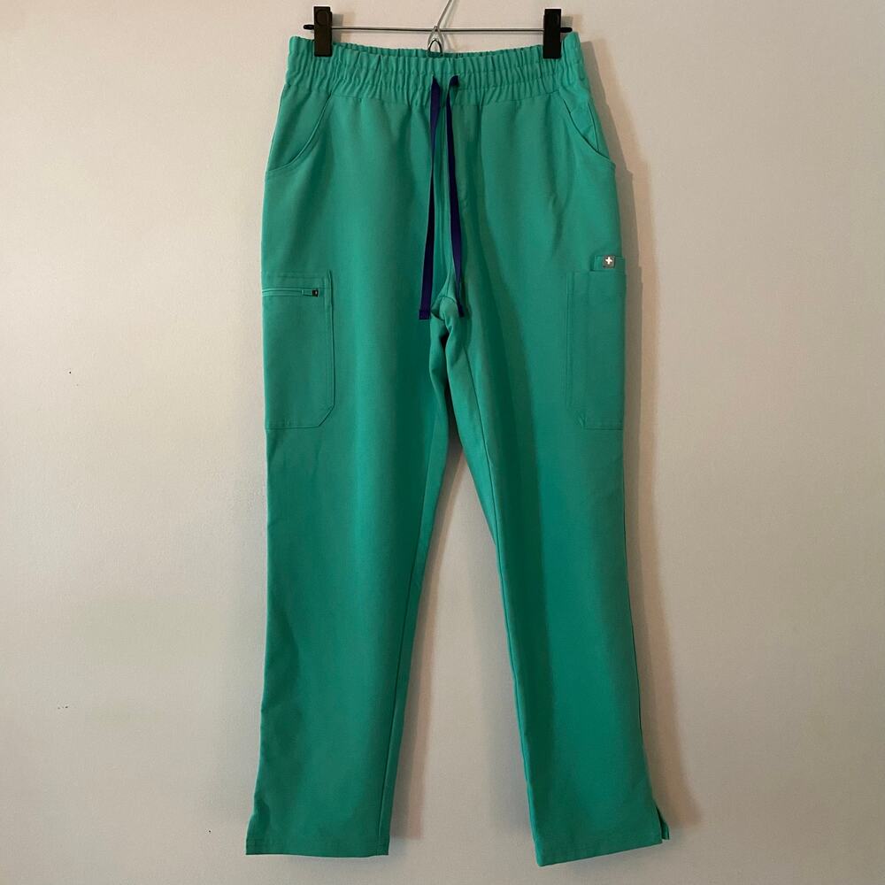 FIGS Surgical Green Yola High Waisted Straight Leg Scrub Pants size Small Petite